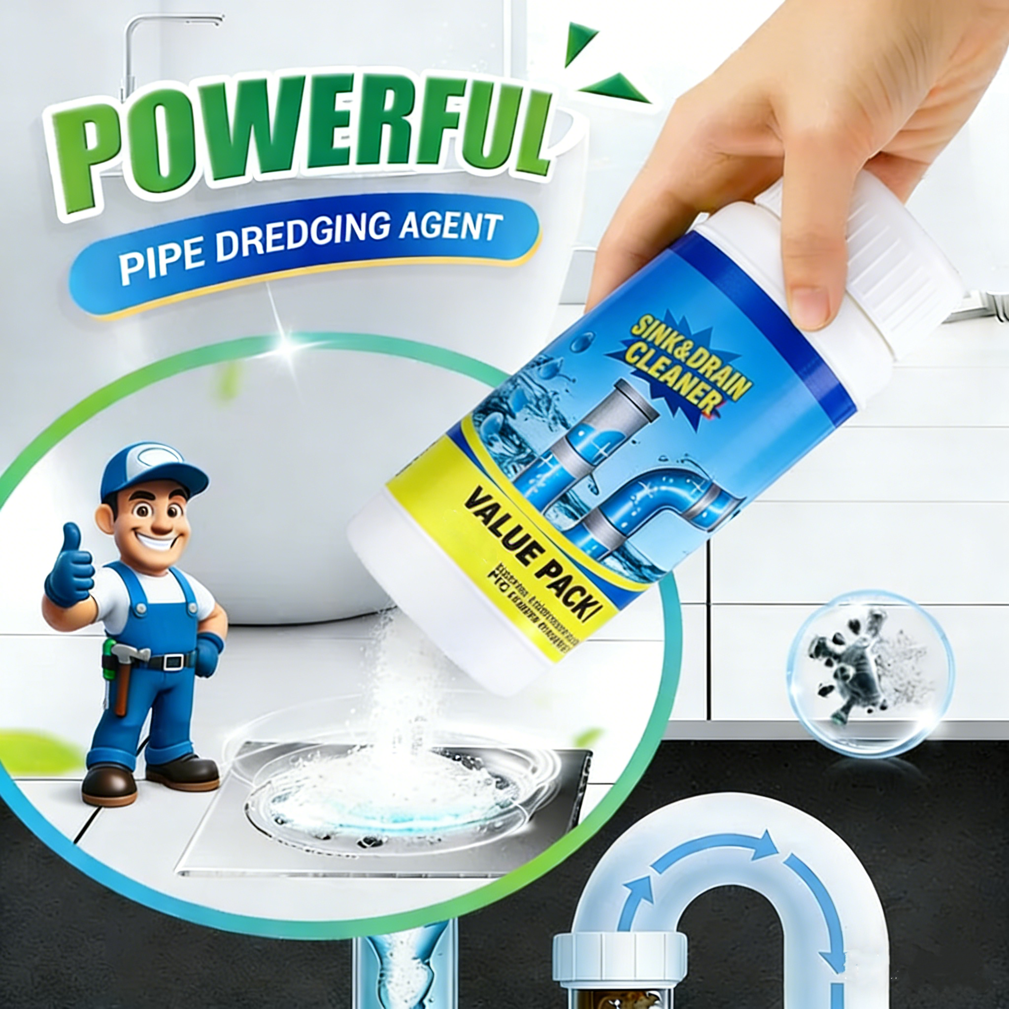 Powerful Sink & Drain Cleaner Powder – Instantly Clears Tough Clogs