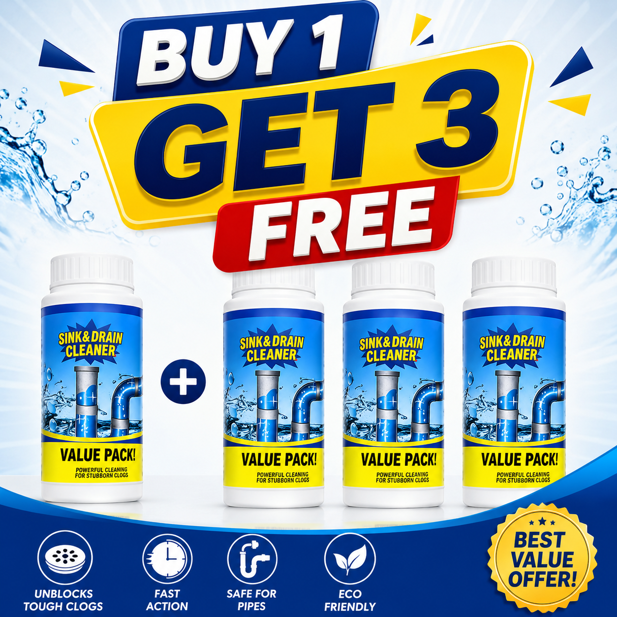 Powerful Sink & Drain Cleaner Powder – Instantly Clears Tough Clogs